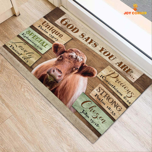 God Says You Are - Shorthorn Cattle Doormat