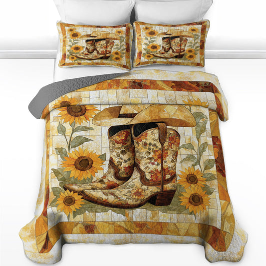 Uni All Season Quilt 3-Piece Set Sunflower Cowboy Boot