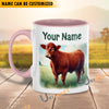 Uni Red Angus Personalized Name Two Tone Mug