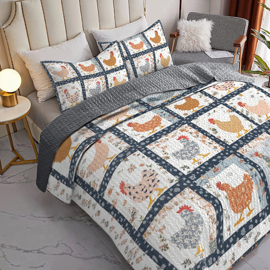 Uni All Season Quilt 3-Piece Set - Charming Chicken