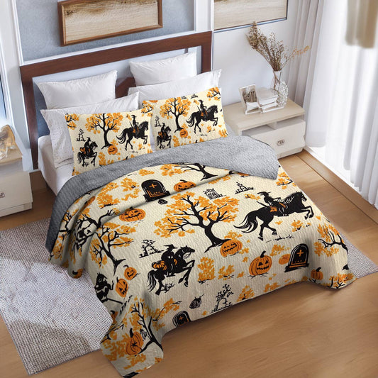 Uni All Season Quilt 3-Piece Set Riding Pumpkins