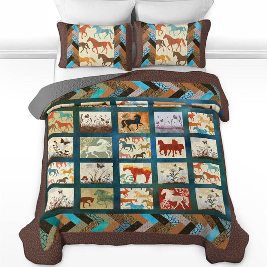 Uni All Season Quilt 3-Piece Set Vintage Horse