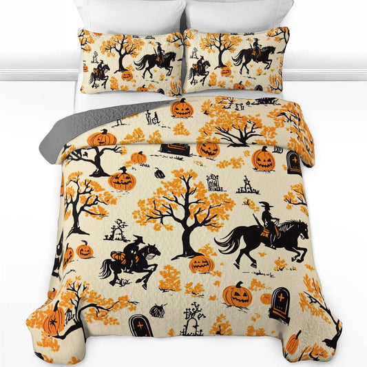 Uni All Season Quilt 3-Piece Set Riding Pumpkins