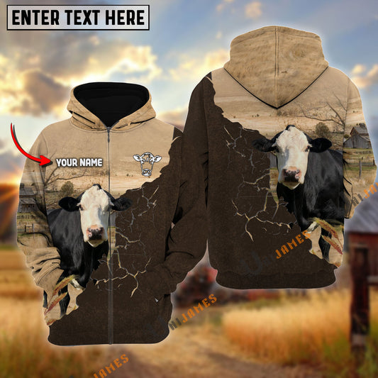 Uni Black Baldy Farm Land Personalized Name Hoodie