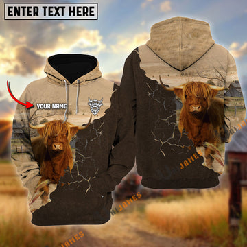 Uni Highland Farm Land Personalized Name Hoodie
