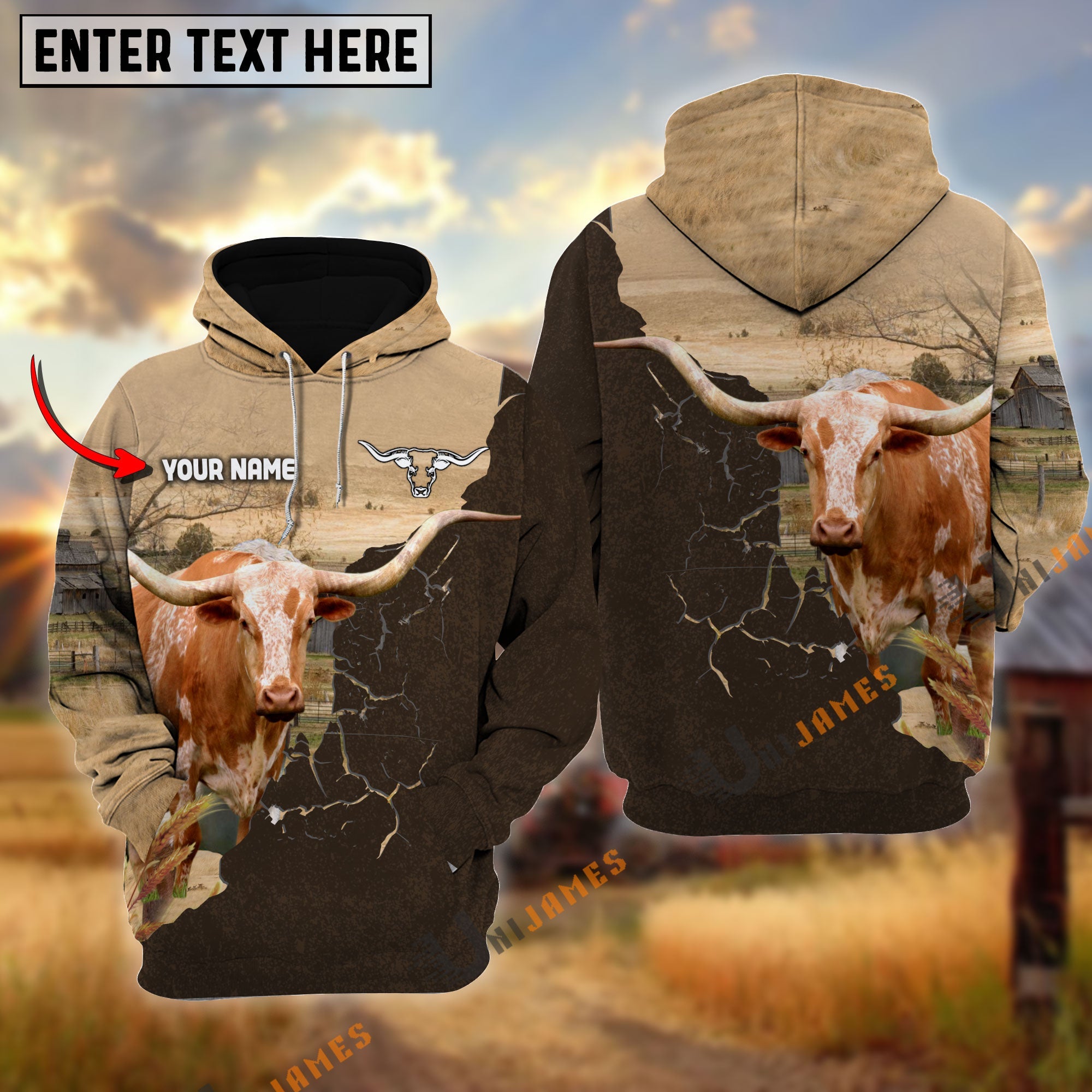 Men’s Longhorn Western Ranch Graphic Hoodie main image 0