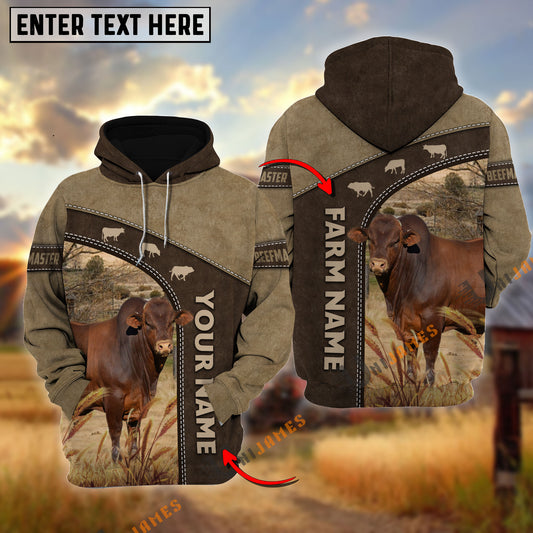 Uni Beefmaster Happiness Farming Personalized Name, Farm Name 3D Hoodie