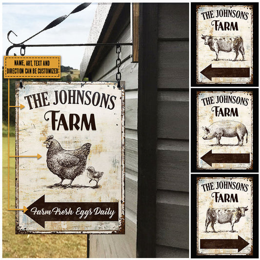 uni Personalized Farm Chicken/Pig/Cattle All Printed 3D Metal Sign