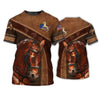 Uni American Brown Horse 2 Leather Pattern Custom Name 3D Shirts