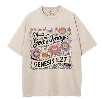 Made In God's Image Christian Washed T-Shirt Sale - GuidingCross