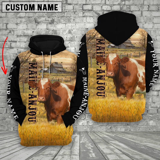 Uni Personalized Name Maine-Anjou On The Farm All Over Printed 3D Hoodie