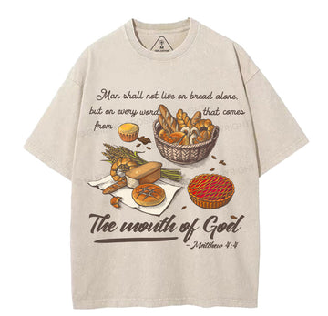 Man Shall Not Live On Bread Alone Christian Washed T-Shirt Sale - GuidingCross