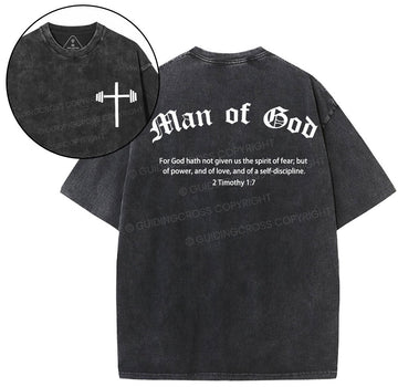 Man of God Christian Washed T-Shirt Sale - GuidingCross