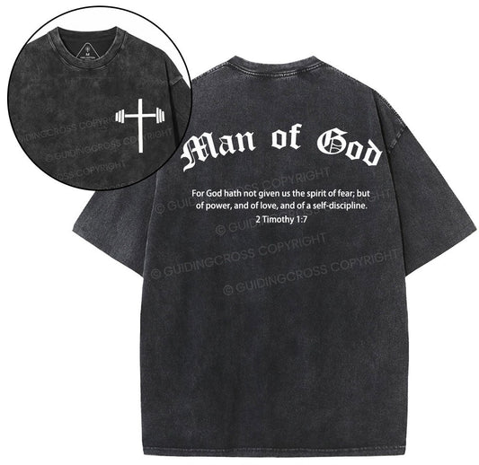Man of God Christian Washed T-Shirt Sale - GuidingCross