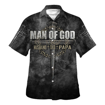 UniJames Man Of God Husband Dad Papa Hawaiian Shirt - Christian Hawaiian Shirt - Religious Hawaiian Shirts