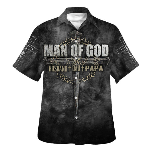 UniJames Man Of God Husband Dad Papa Hawaiian Shirt - Christian Hawaiian Shirt - Religious Hawaiian Shirts