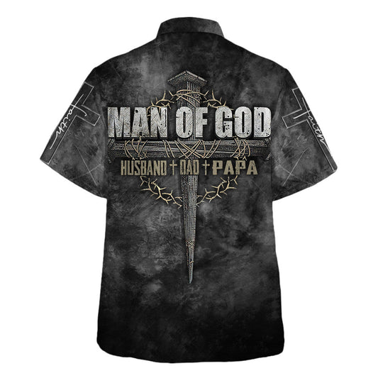 UniJames Man Of God Husband Dad Papa Hawaiian Shirt - Christian Hawaiian Shirt - Religious Hawaiian Shirts