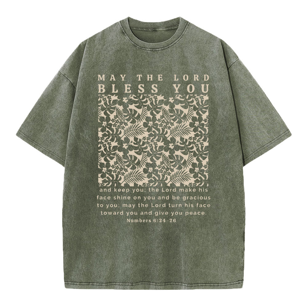 May The Lord Blessed You Chrsitian Washed T-Shirt Sale - GuidingCross