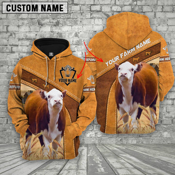 Uni Personalized Name Farm Mini Hereford Cattle Hoodie TT8