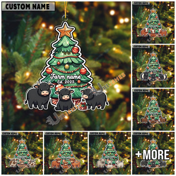 Uni Personalized Cow Family Christmas Acrylic Ornament