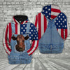 Uni Shorthorn Cattle US Flag Farm Personalized 3D Hoodie