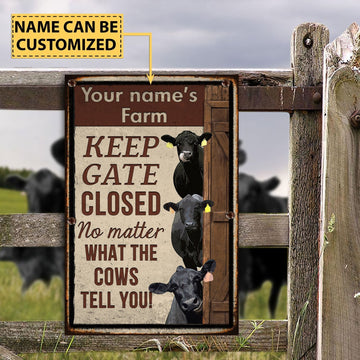 uni Customized Name BLACK ANGUS CATTLE LOVERS KEEP GATE CLOSED All Printed 3D Metal Sign