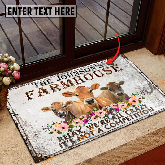 Uni Jersey Relax Cattle Farm Personalized Name Doormat