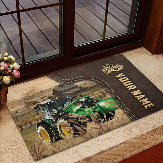 Uni Tractor Custom Name Leather Pattern Doormat
