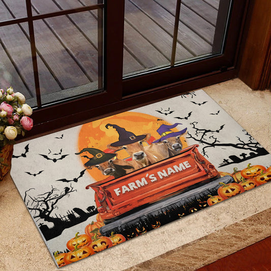 Uni Jersey Custom Farm Name Halloween Doormat