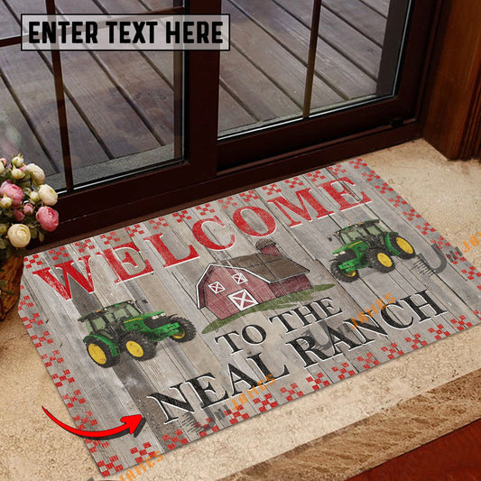 Uni Tractor Welcome To The Farmhouse Custom Name Doormat