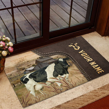 Uni Holstein Custom Name Leather Pattern Doormat