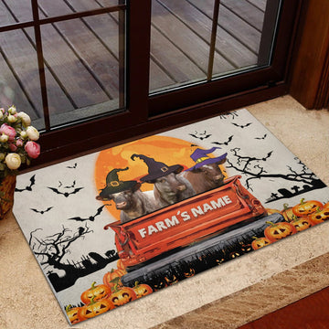 Uni Shorthorn Custom Farm Name Halloween Doormat