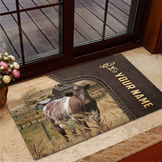 Uni Shorthorn Custom Name Leather Pattern Doormat