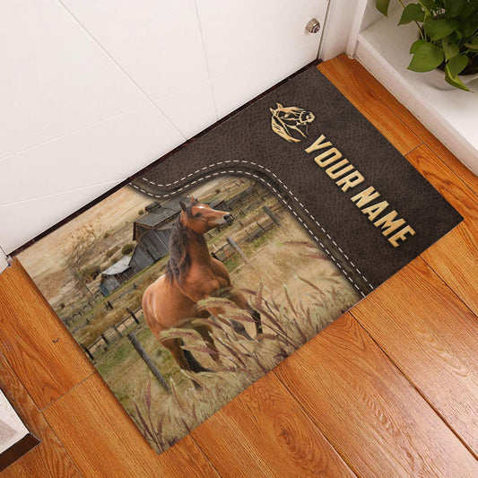 Uni Horse Custom Name Leather Pattern Doormat