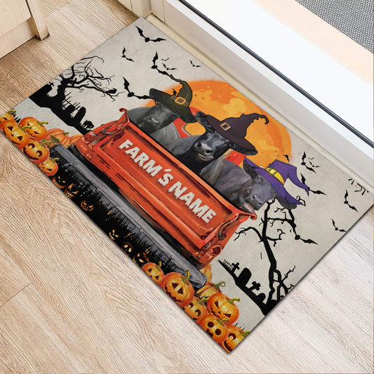 Uni Black Angus Custom Farm Name Halloween Doormat