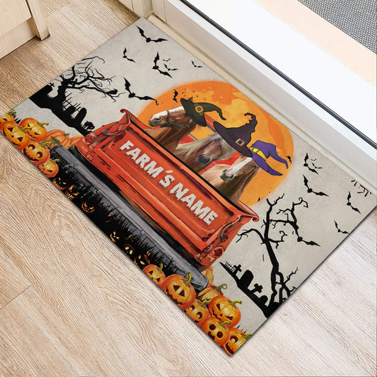 Uni Horse Custom Farm Name Halloween Doormat
