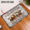 Uni Texas Longhorn Relax Cattle Farm Personalized Name Doormat