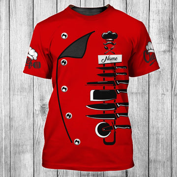 CHEF - Personalized Name 3D Red 02 All Over Printed Shirt