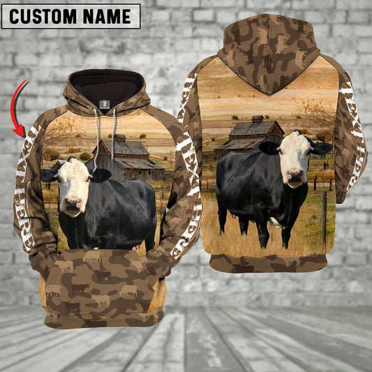 Uni Black Baldy Cattle Farming Personalized 3D Hoodie