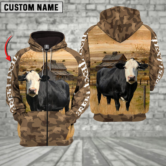 Uni Black Baldy Cattle Farming Personalized 3D Hoodie