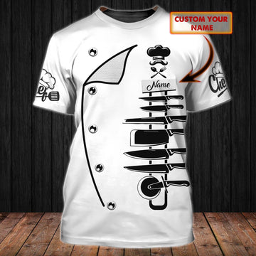 CHEF - Personalized Name 3D White 01 All Over Printed Shirt