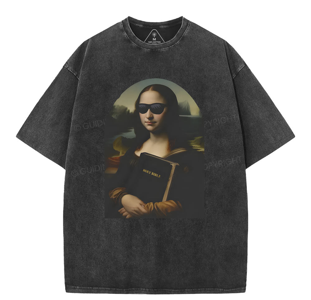Mona Lisa's Bible Christian Washed T-Shirt Sale - GuidingCross