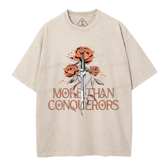 More Than Conquerors Christian Washed TShirt