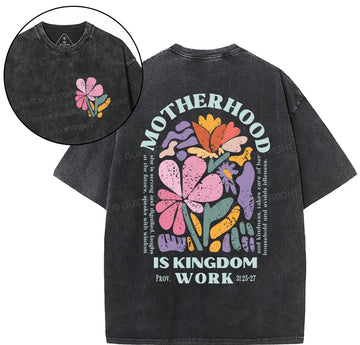 Motherhood Is Kingdom Work Boho Christian Washed T-Shirt Sale - GuidingCross