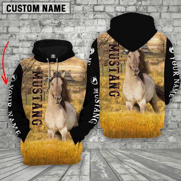 Uni Personalized Name Mustang Horse On The Farm 3D Hoodie