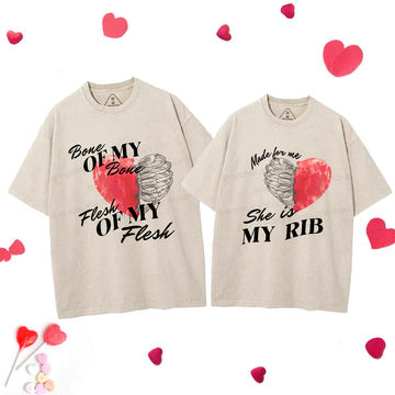 My Rib Genesis 2: 21 Christian Couple Washed T-Shirt Sale - GuidingCross