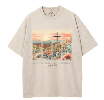 My Sin Was Great Christian Washed T-Shirt Sale - GuidingCross