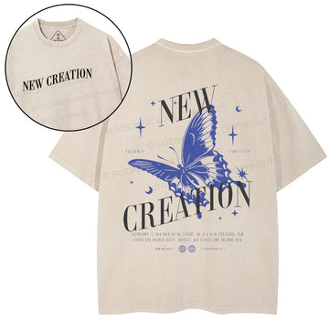 New Creation Butterfly Christian Washed T-Shirt Sale - GuidingCross