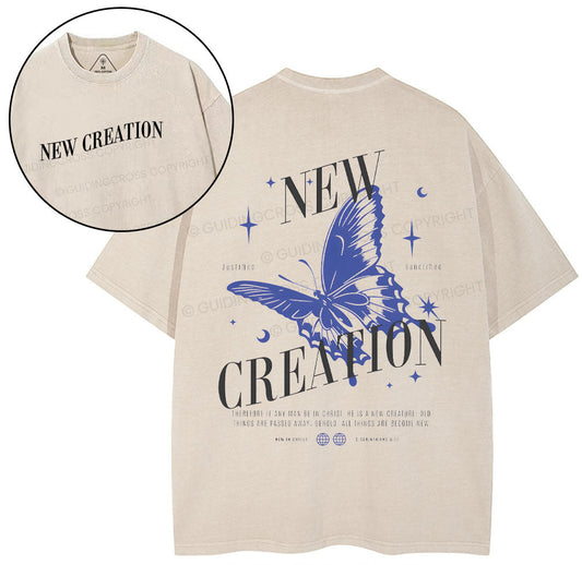 New Creation Butterfly Christian Washed T-Shirt Sale - GuidingCross