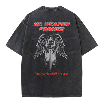 No Weapen Formed Against Me Shall Prosper Christian Washed TShirt  
